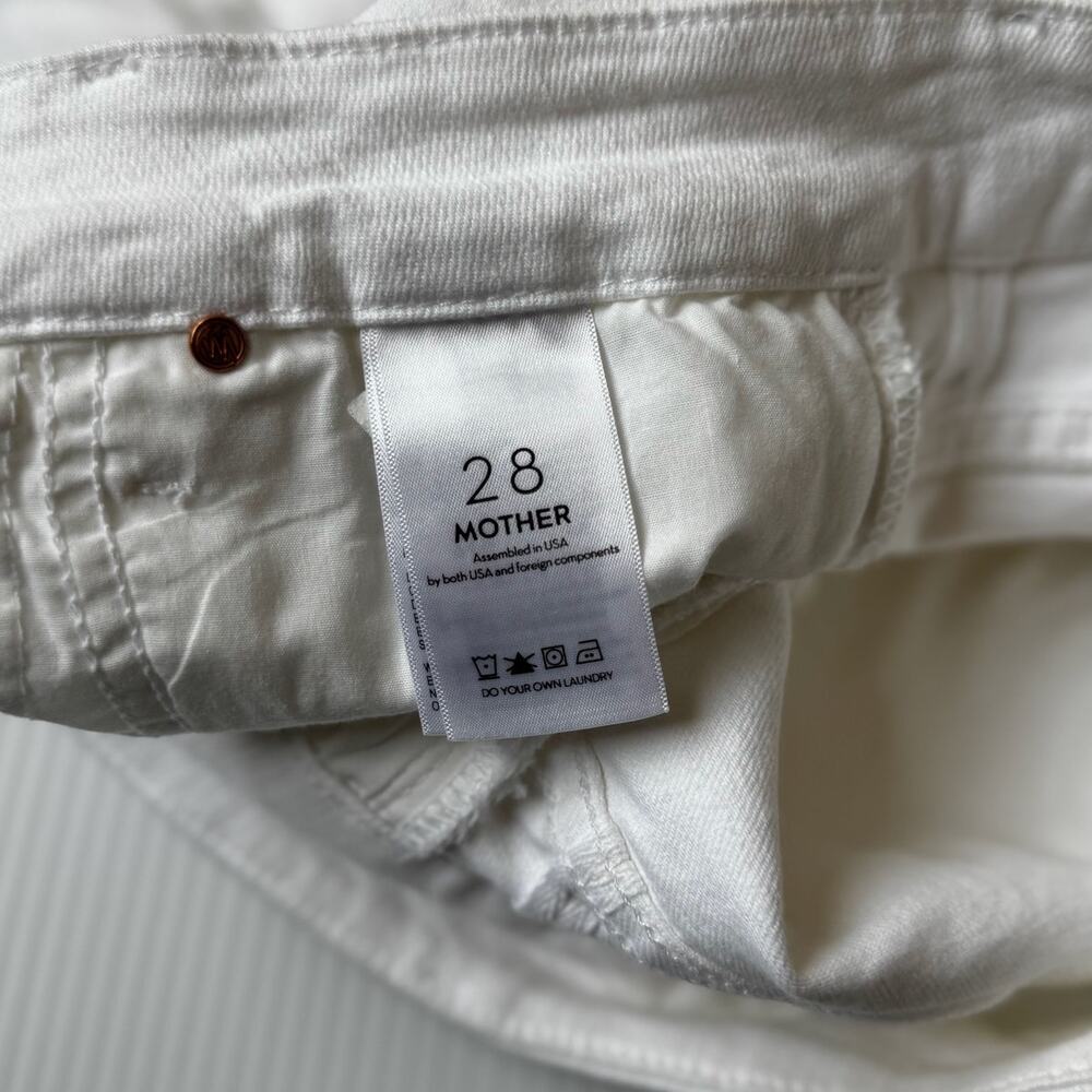 MOTHER Pixie Ankle Fray Skinny Jeans 28 White Button Fly Frayed Hem Clean Girl - Picture 7 of 16